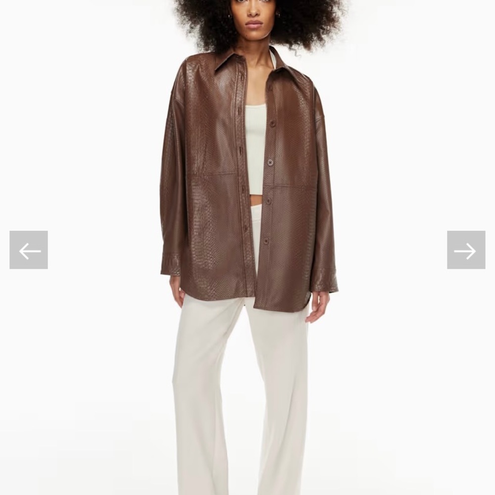 Aritzia Babaton Pelli Shirt Jacket Chocolate Leather
